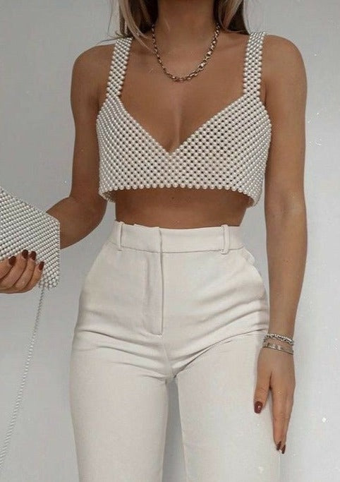 Glinsterende Pearl Bralette – Luxe V-nek
