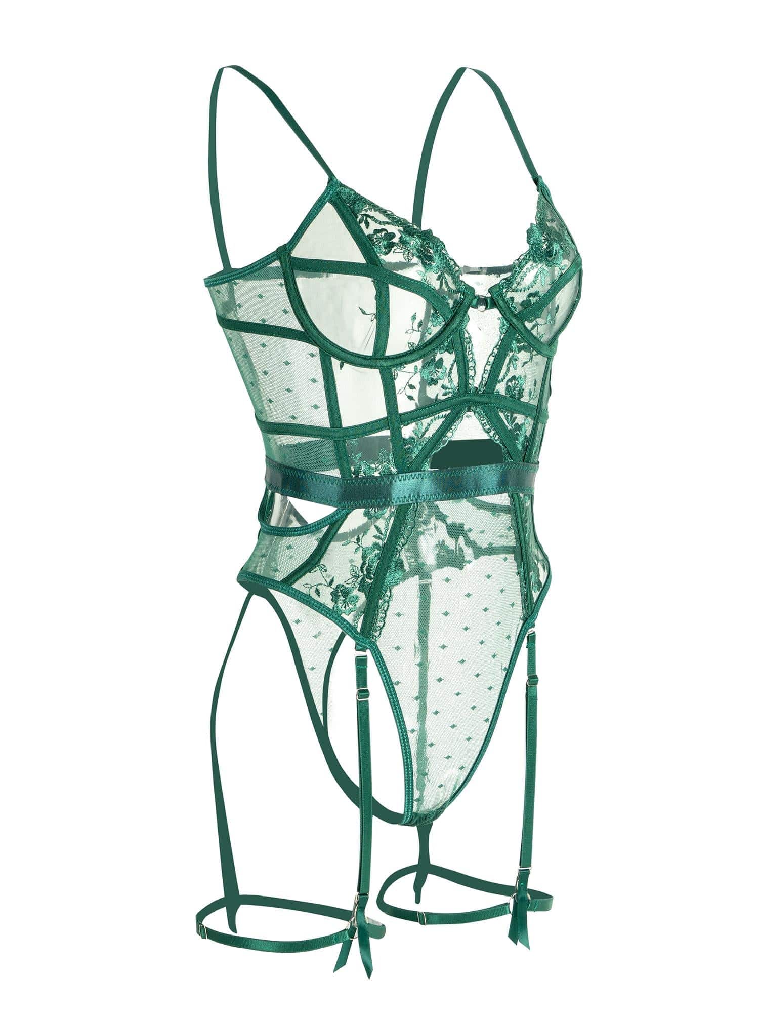 Body met beugel groen transparant mesh detail