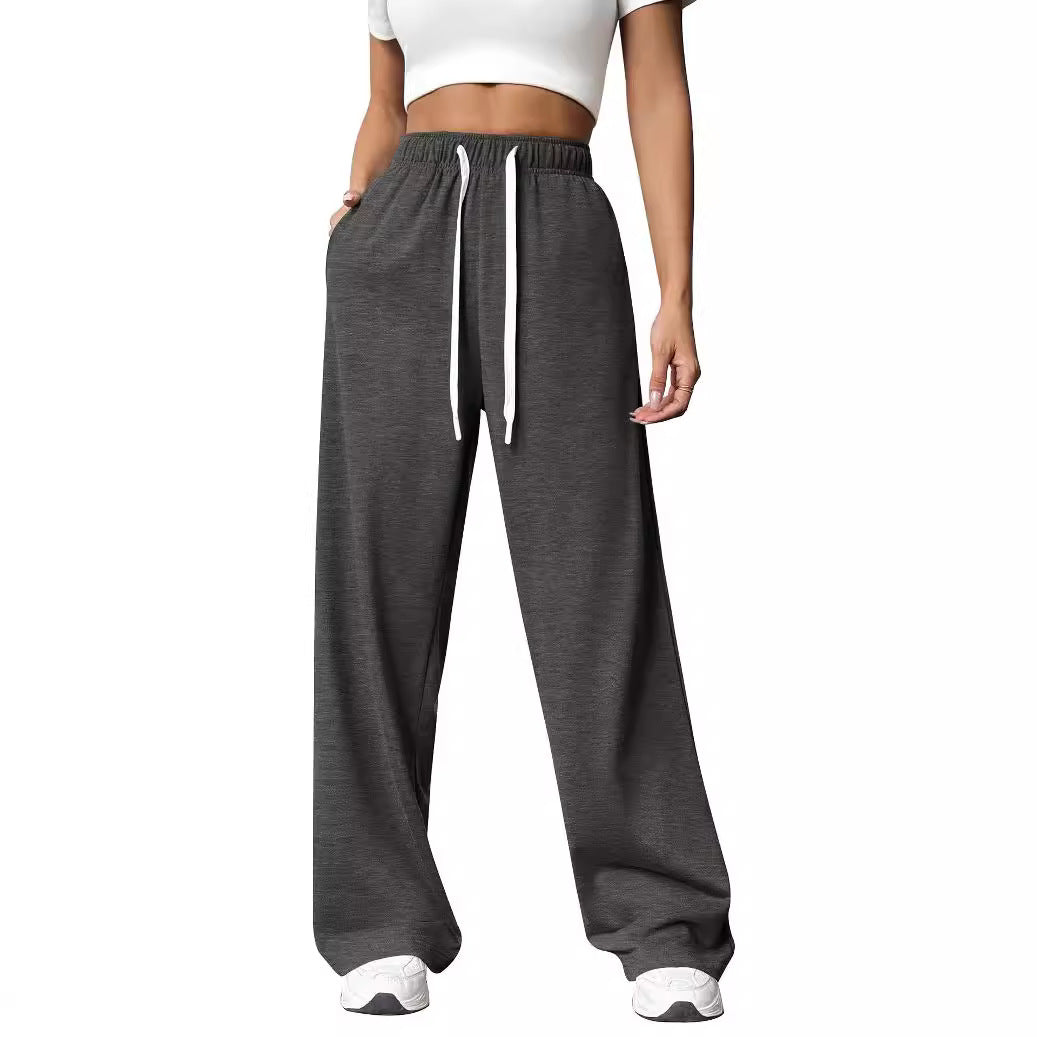 Joggingbroek donkergrijs met elastische tailleband vooraanzicht