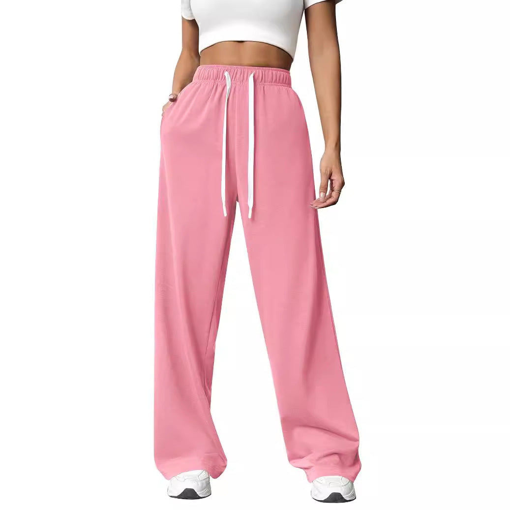 Joggingbroek roze met elastische taille vooraanzicht