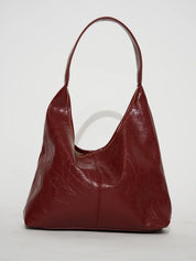 Red leather shoulder bag front view