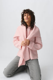 Trui roze gebreid comfortabel voor dames front view