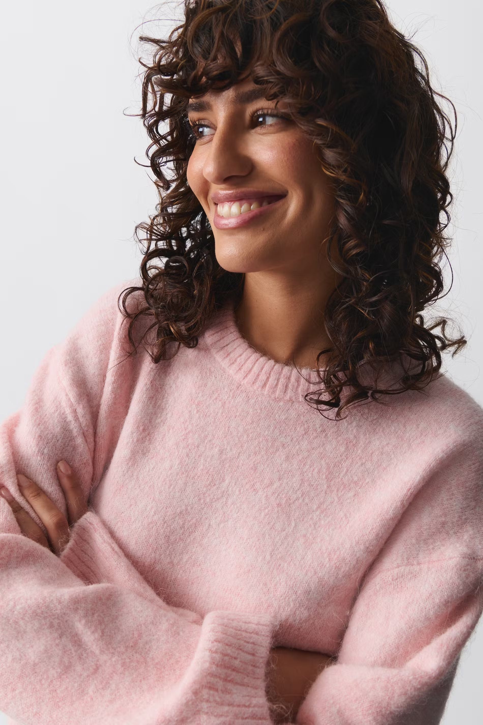 Trui roze gebreid comfortabel voor dames