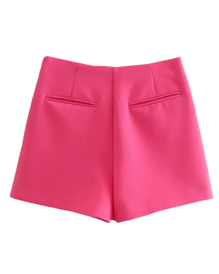 Pink shorts back view with pockets