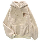 Visconte winter teddy hoodie beige fleece front view