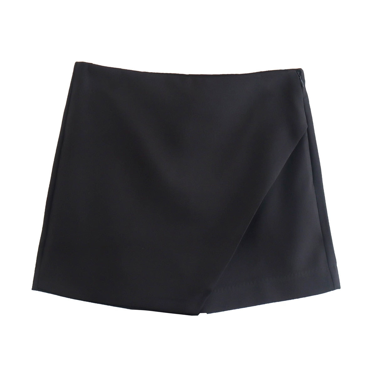 Black shorts folded front view
