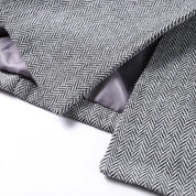 Strakke grijze herringbone set: corsettop + wijde broek – jouw powerlook voor kantoor en avond