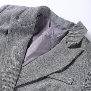 Strakke grijze herringbone set: corsettop + wijde broek – jouw powerlook voor kantoor en avond