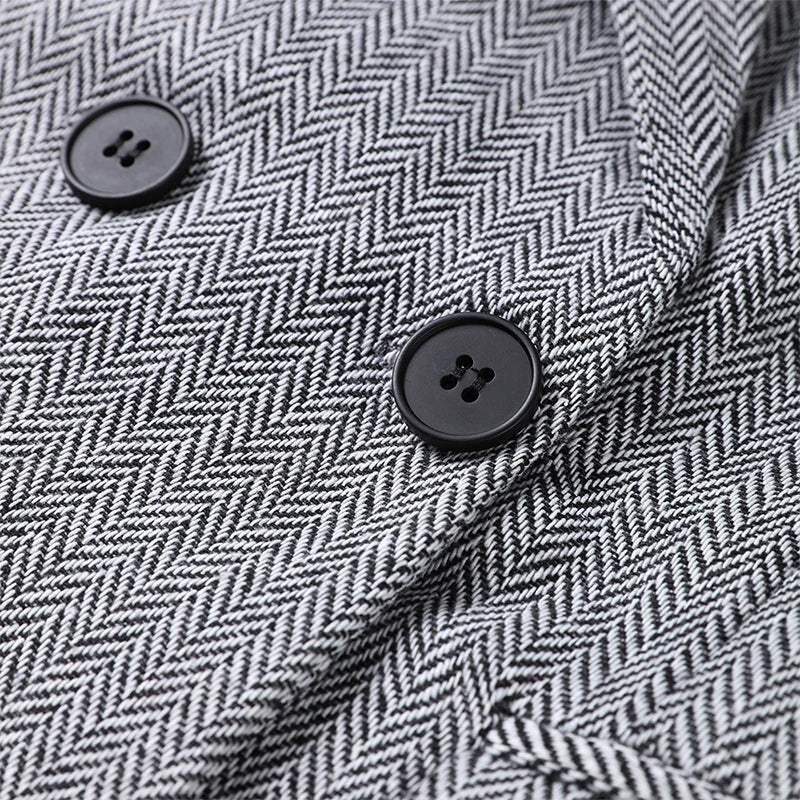 Strakke grijze herringbone set: corsettop + wijde broek – jouw powerlook voor kantoor en avond