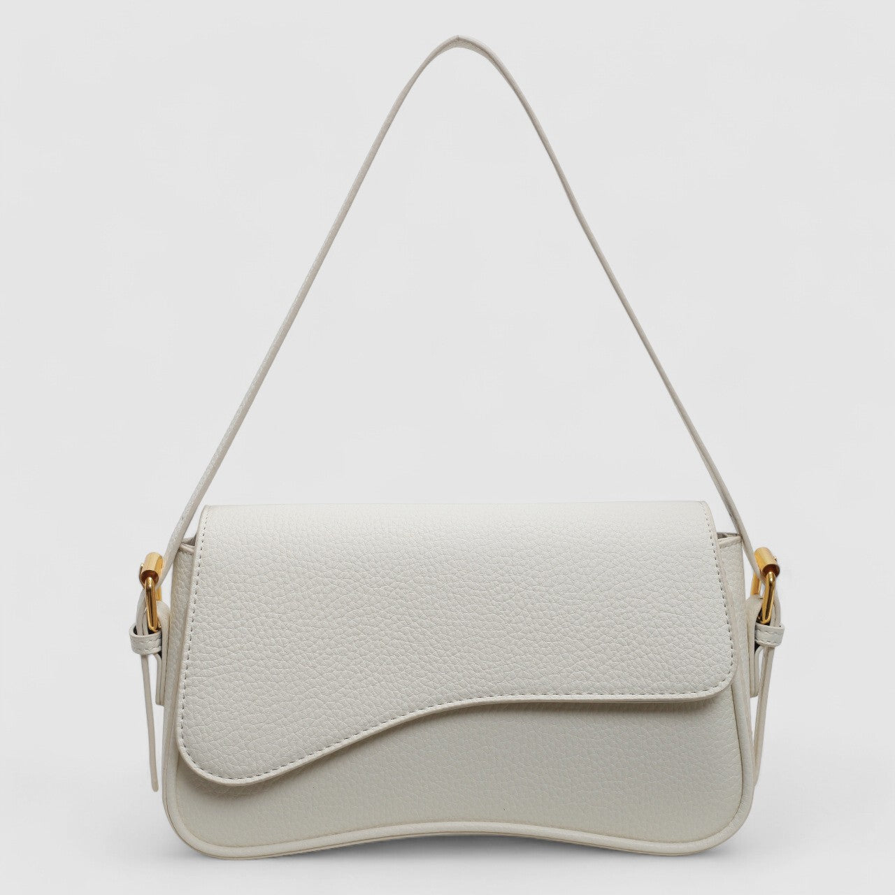 Tas witte golvende vorm met gouden details front view