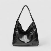 Black leather hobo bag front view