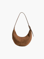 Hobo bag in brown suede, front view