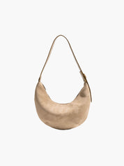 Hobo bag in beige suede, front view