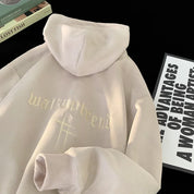 Hoodie wit met goudstitching opzij