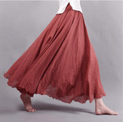 Rok linnen rood volledige lengte zijaanzicht