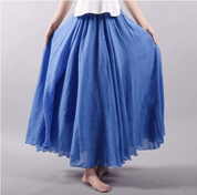 Linnen maxi rok blauw zijprofiel