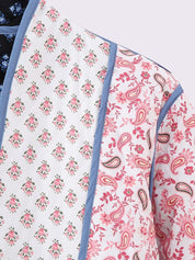 Tweezijdige damesjas met bloemenprint en paisleypatroon detail