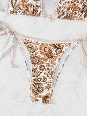 Beige floral bikini bottom detail