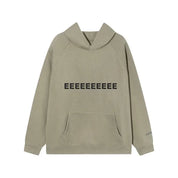 Oversized hoodie beige met print voorzijde