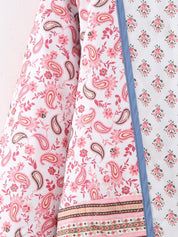 Tweezijdige damesjas met paisley en bloemenprint, detail shot