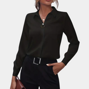 Blouse zwart stijlvolle dames model front view