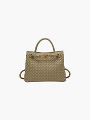 Handtas beige gevlochten stijl front view