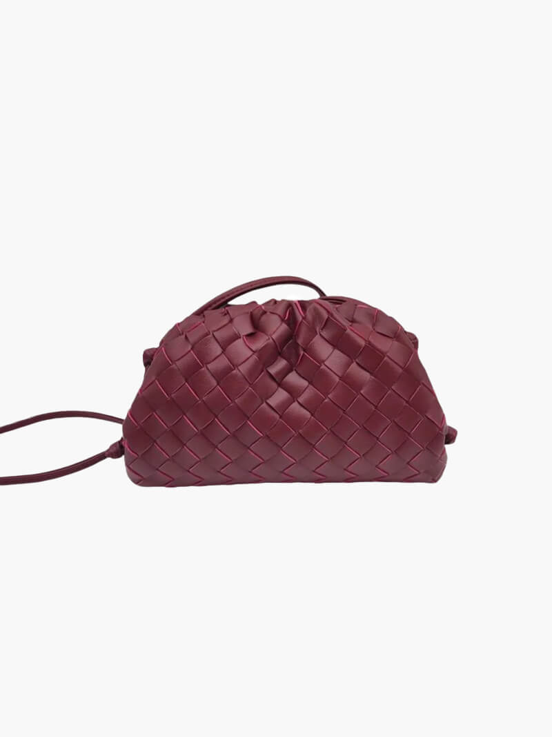Maroon woven clutch front view