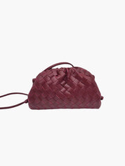 Maroon woven clutch front view