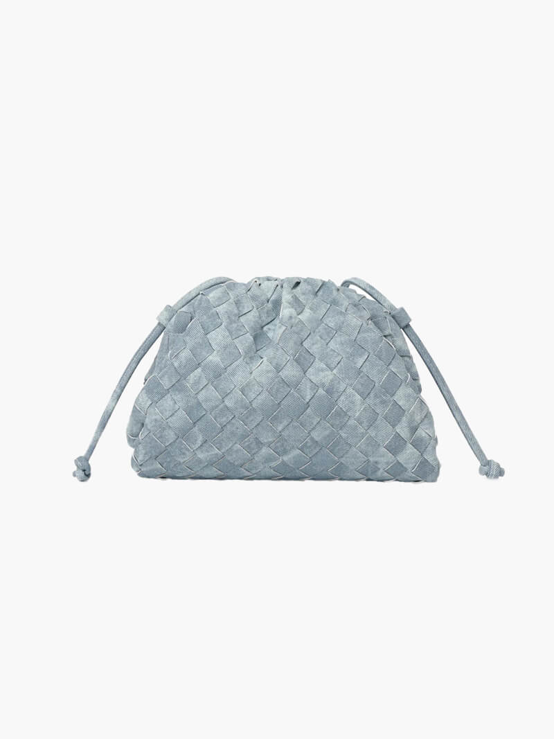 Light blue woven clutch front view