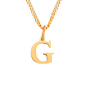 Halsketting met goudkleurige letter G hangend aan kubusketting
