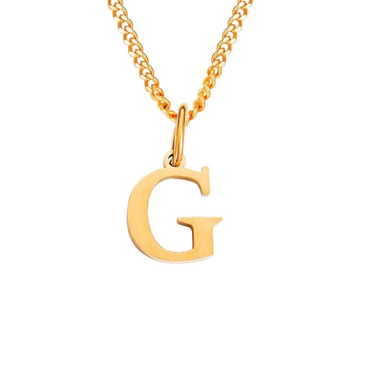 Halsketting met goudkleurige letter G hangend aan kubusketting