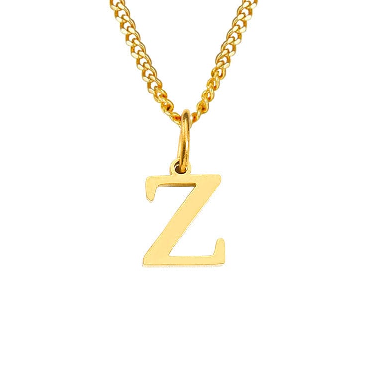 Halsketting goudkleurig met letter Z hangertje close-up