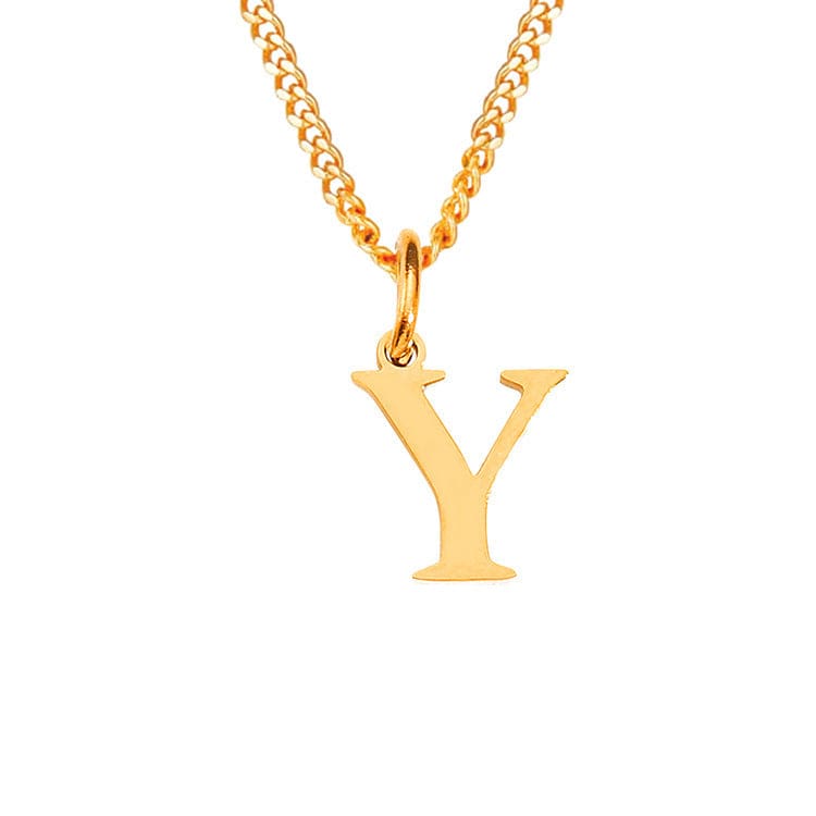 Halsketting goudkleurig met letter Y hangertje front view