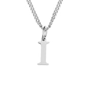 Halsketting zilveren ketting met letter 'I' hangertje front view