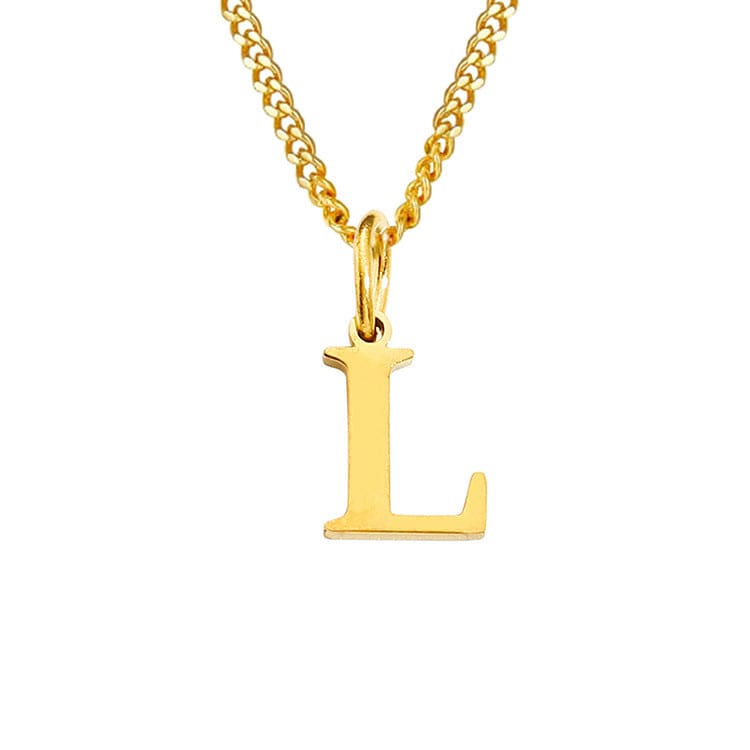 Halsketting goudkleurige ketting met letter 'L' hanger vooraanzicht