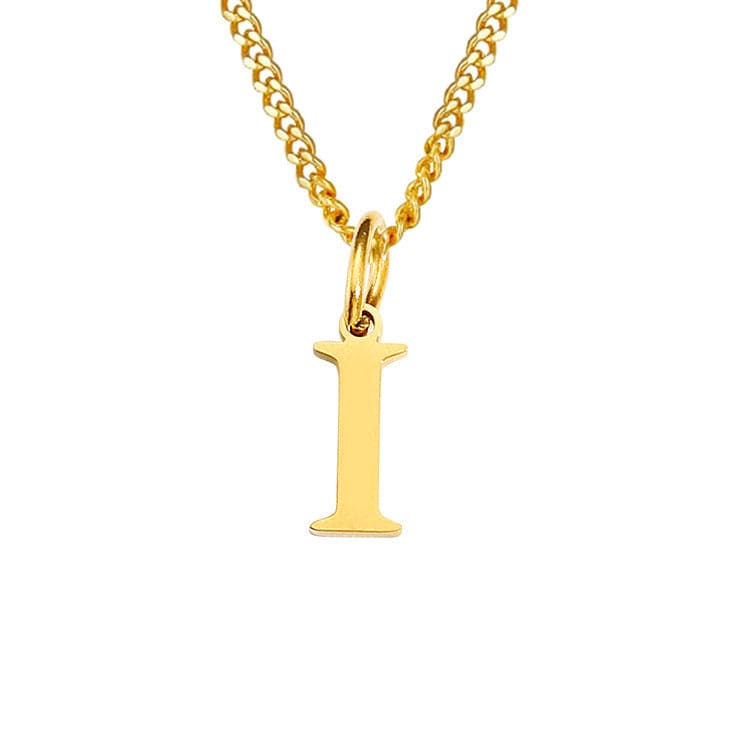 Halsketting goudkleurig met letter 'I' hangend detail