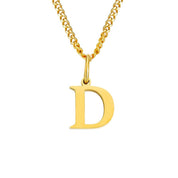 Halsketting goudkleurig met letter D hangertje front view