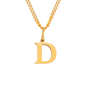 Halsketting goudkleurige ketting met letter D hangertje front view