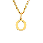 Halsketting goudkleurige ketting met letter O hangertje front view