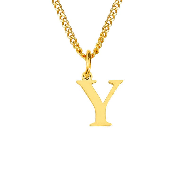 Halsketting goudkleurig met letter Y hangertje front view