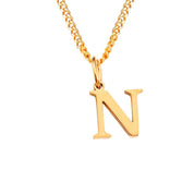 Halsketting goudkleurig met letter N hangertje front view