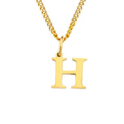 Halsketting goudkleurige ketting met letter H hanger vooraanzicht