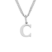 Halsketting zilveren initial C hangend op kubusketting