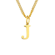 Halsketting goudkleurige ketting met letter J hangertje front view