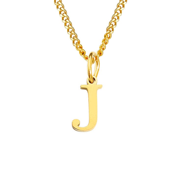 Halsketting goudkleurige ketting met letter J hangertje front view