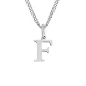 Halsketting alfabet letter F zilveren ketting vooraanzicht