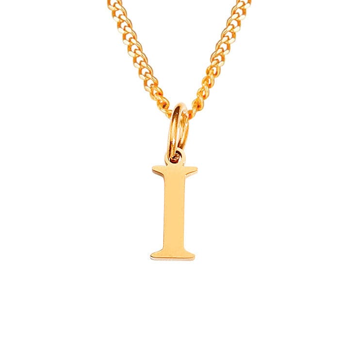 Halsketting goudkleurige ketting met initiaal 'I' hangend