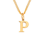 Halsketting goudkleurige ketting met letter P hangertje front view