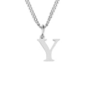 Halsketting zilveren kubus ketting met letter Y hangertje front view