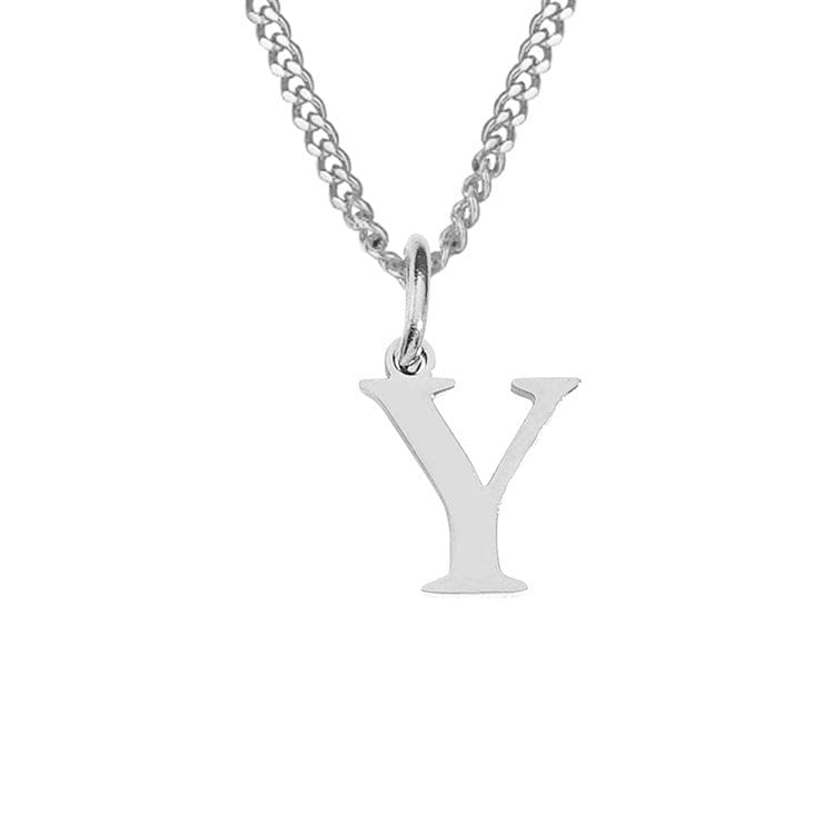 Halsketting zilveren kubus ketting met letter Y hangertje front view